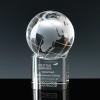 Optical Crystal Award 3 inch Globe Base, Single, Velvet Casket